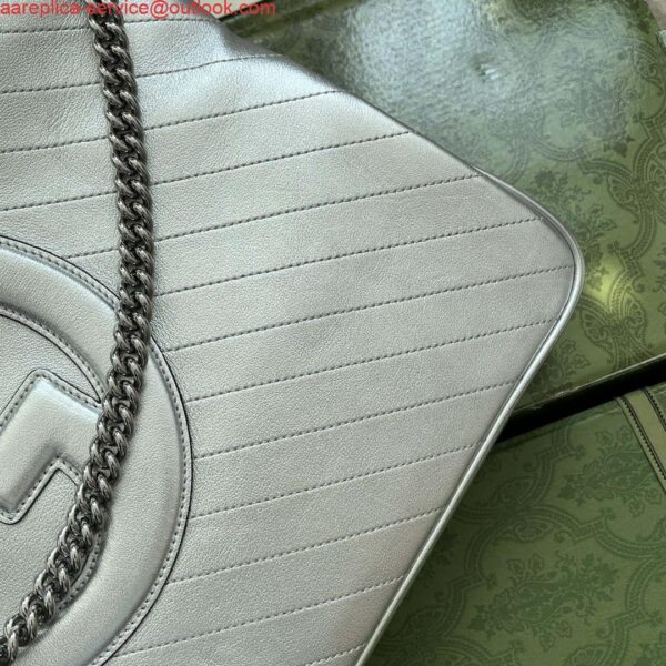 Replica Gucci 751516 Blondie Medium Tote bag in Silver leather 6