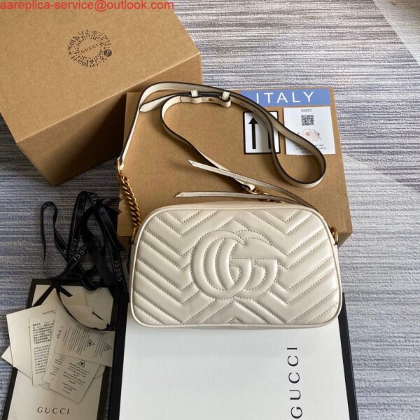 Replica Gucci 447632 GG Marmont Small Shoulder Bag White 3