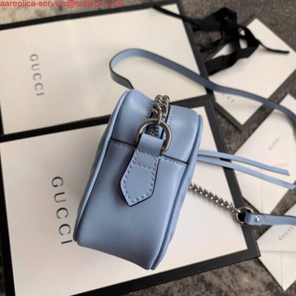 Replica Gucci 448065 GG Marmont Matelassé Mini Bag Blue 4