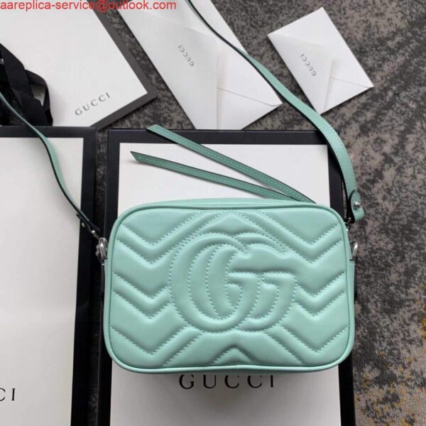 Replica Gucci 448065 GG Marmont Matelassé Mini Bag Light Green 3