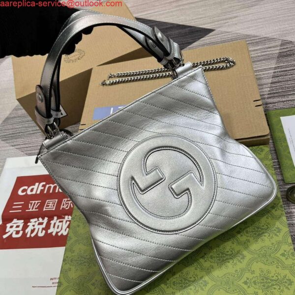 Replica Gucci 751518 Gucci Blondie Small Tote Bag Silver 3