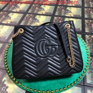 Replica Gucci 453569 GG Marmont Matelassé Shoulder Bag Black