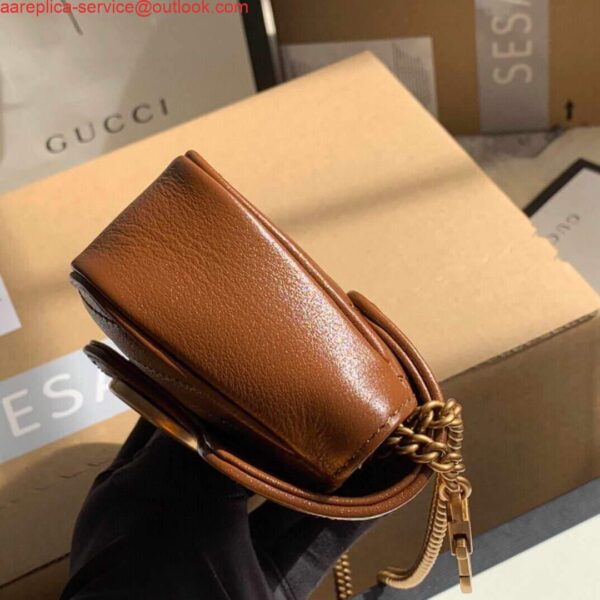 Replica Gucci 476433 GG Marmont Matelassé Leather Super Mini Bag Brown 4