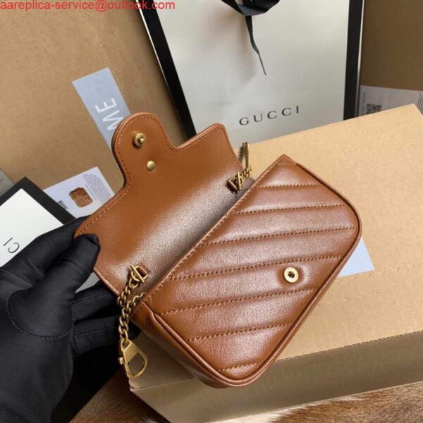 Replica Gucci 476433 GG Marmont Matelassé Leather Super Mini Bag Brown 8