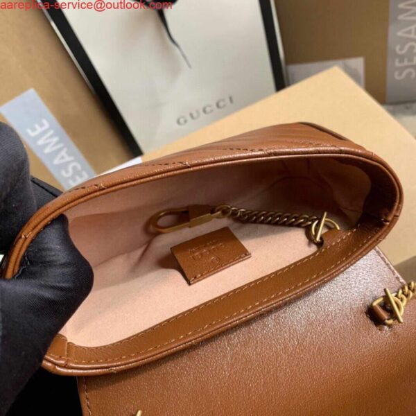 Replica Gucci 476433 GG Marmont Matelassé Leather Super Mini Bag Brown 9