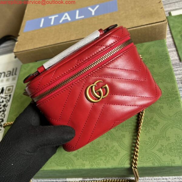 Replica Gucci 699515 GG Marmont Mini Top Handle Bag Red 5