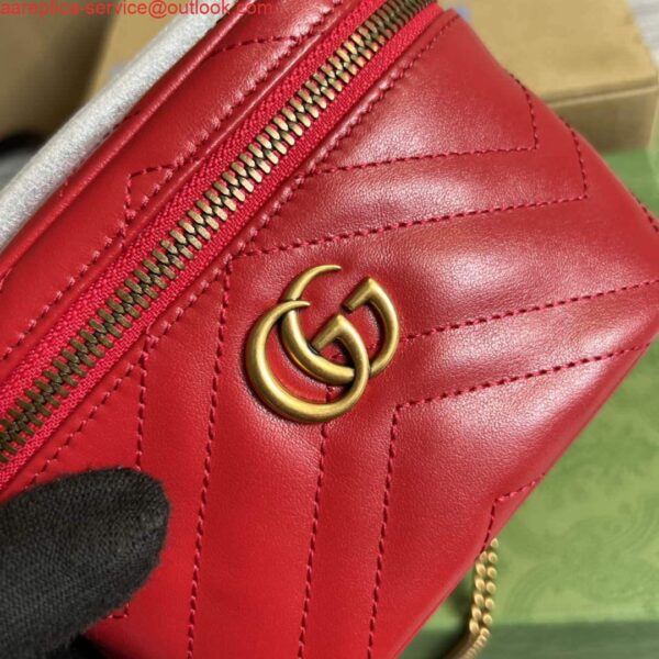 Replica Gucci 699515 GG Marmont Mini Top Handle Bag Red 6