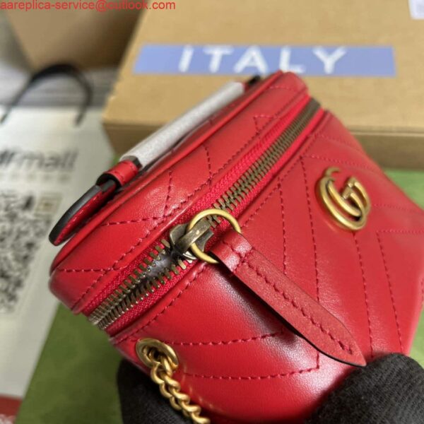 Replica Gucci 699515 GG Marmont Mini Top Handle Bag Red 8