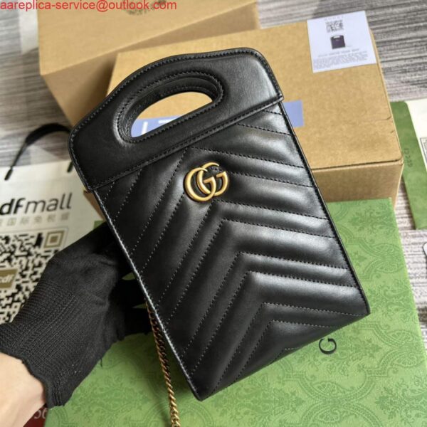 Replica Gucci 699756 GG Marmont Top handle mini bag Black 5