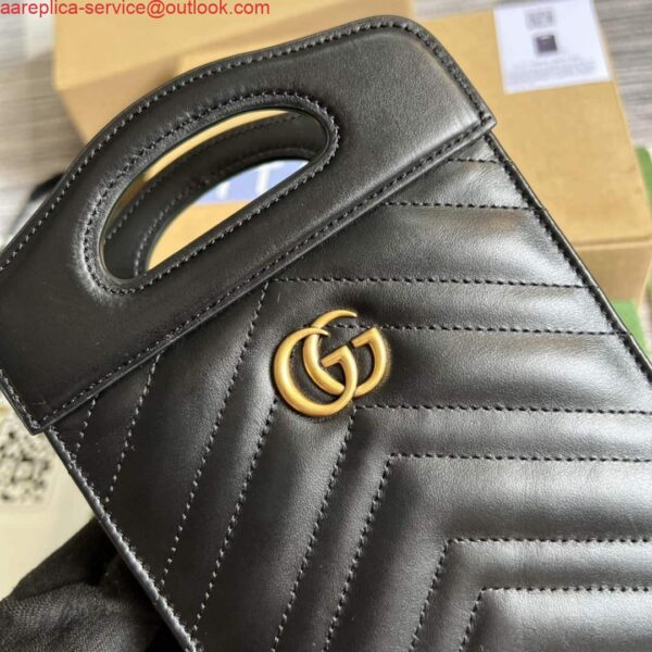 Replica Gucci 699756 GG Marmont Top handle mini bag Black 6