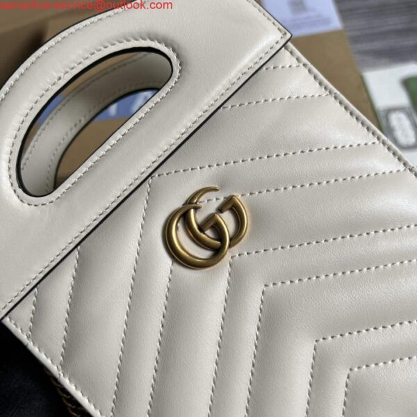 Replica Gucci 699756 GG Marmont Top handle mini bag White 6