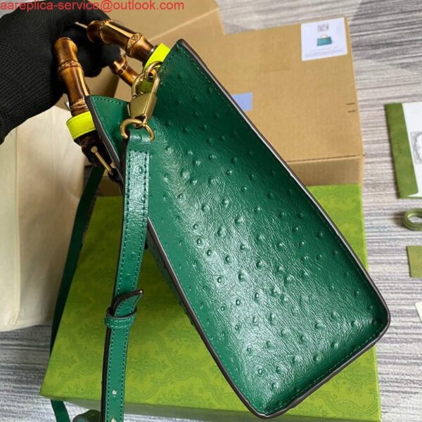 Replica Gucci Diana Small Tote Bag Ostrich Top Handle Bag 660195 Green 4