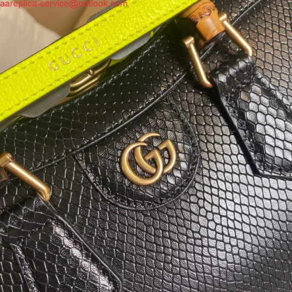 Replica Gucci Diana Small Tote Bag Snake Top Handle Bag 660195 Black 6