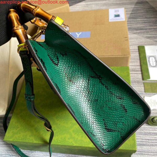 Replica Gucci Diana Small Tote Bag Snake Top Handle Bag 660195 Green 4