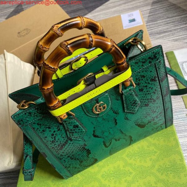 Replica Gucci Diana Small Tote Bag Snake Top Handle Bag 660195 Green 5