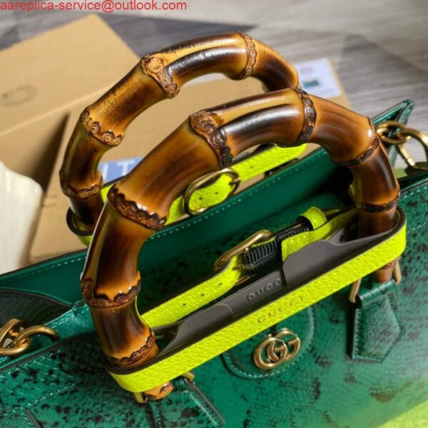 Replica Gucci Diana Small Tote Bag Snake Top Handle Bag 660195 Green 6