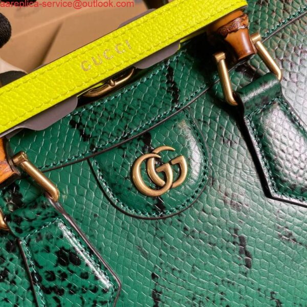 Replica Gucci Diana Small Tote Bag Snake Top Handle Bag 660195 Green 7