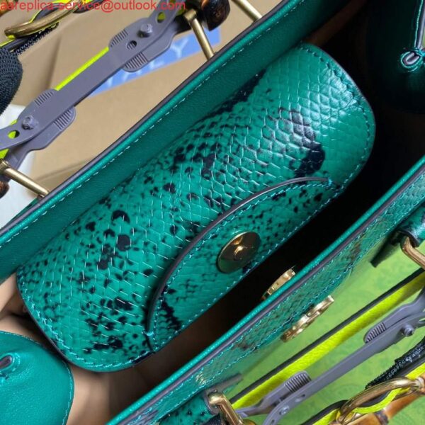Replica Gucci Diana Small Tote Bag Snake Top Handle Bag 660195 Green 9