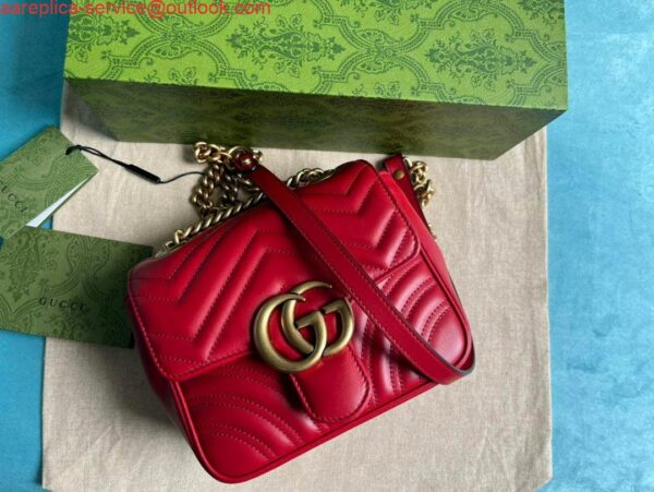 Replica Gucci 739682 GG Marmont Matelassé mini tote bag Red 7