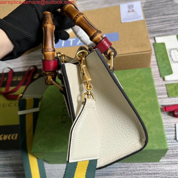 Replica Gucci 702732 Gucci Diana Mini Tote Bag White leather 4