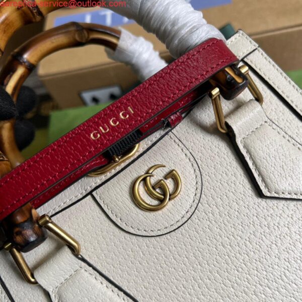 Replica Gucci 702732 Gucci Diana Mini Tote Bag White leather 7