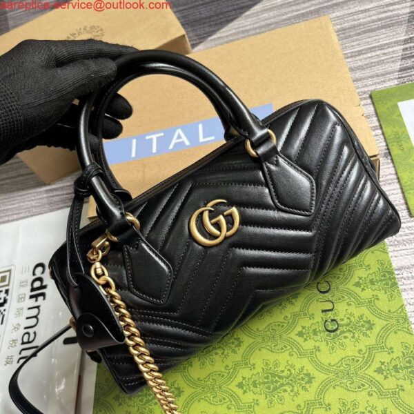 Replica Gucci 746319 GG Marmont Small Top Handle Bag Black 5