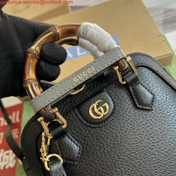 Replica Gucci 715775 Gucci Diana Mini Tote Bag Black leather 6