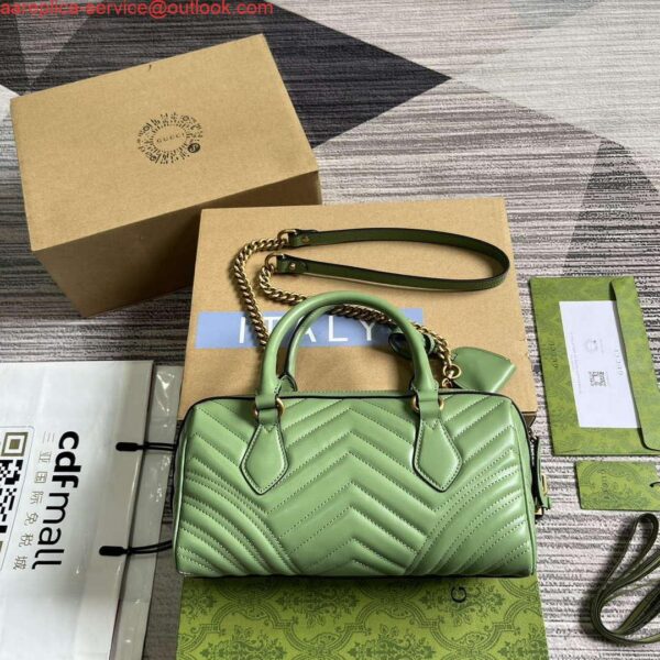 Replica Gucci 746319 GG Marmont Small Top Handle Bag Green 3