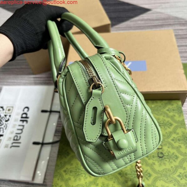 Replica Gucci 746319 GG Marmont Small Top Handle Bag Green 4