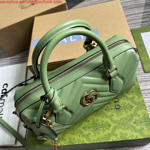 Replica Gucci 746319 GG Marmont Small Top Handle Bag Green 5