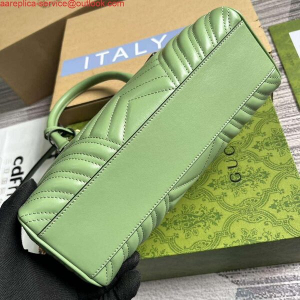 Replica Gucci 746319 GG Marmont Small Top Handle Bag Green 7