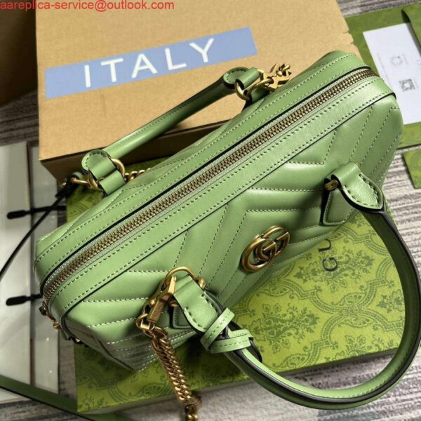 Replica Gucci 746319 GG Marmont Small Top Handle Bag Green 8