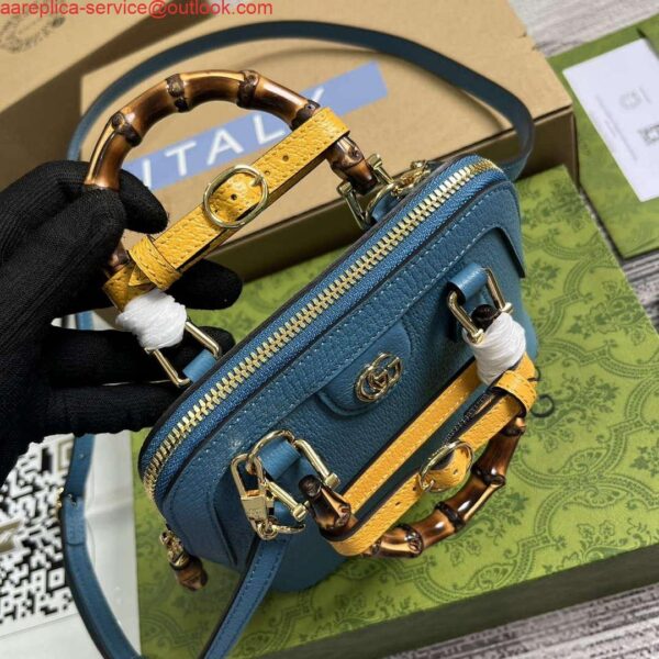 Replica Gucci 715775 Gucci Diana Mini Tote Bag Blue leather 7