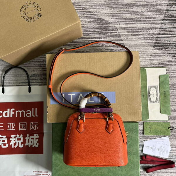 Replica Gucci 715775 Gucci Diana Mini Tote Bag Orange leather 3