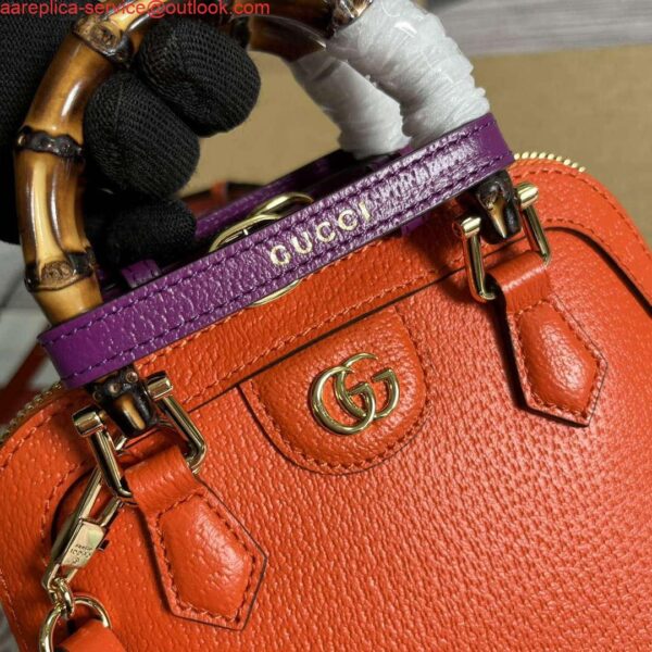 Replica Gucci 715775 Gucci Diana Mini Tote Bag Orange leather 6