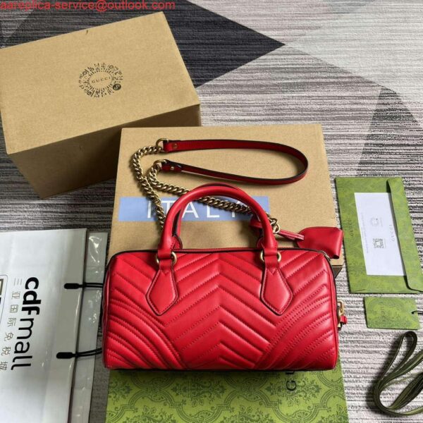 Replica Gucci 746319 GG Marmont Small Top Handle Bag Red 3