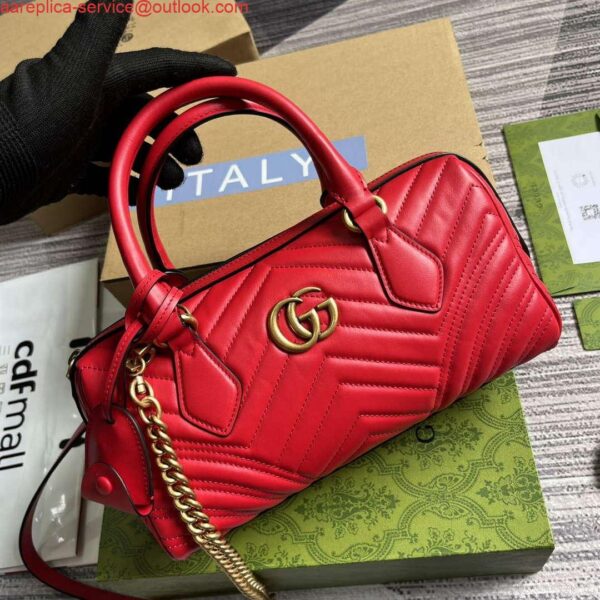 Replica Gucci 746319 GG Marmont Small Top Handle Bag Red 5