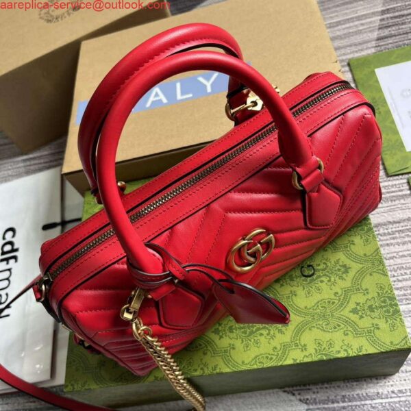 Replica Gucci 746319 GG Marmont Small Top Handle Bag Red 5