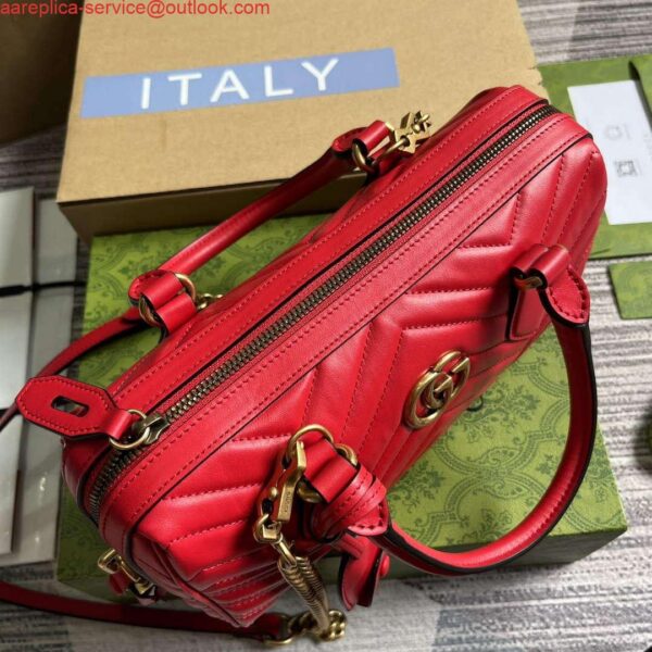 Replica Gucci 746319 GG Marmont Small Top Handle Bag Red 8