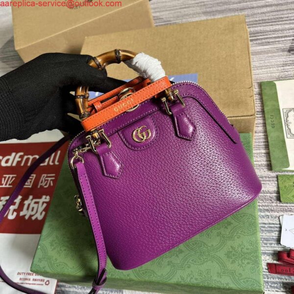 Replica Gucci 715775 Gucci Diana Mini Tote Bag Purple leather 5