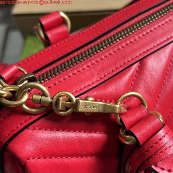 Replica Gucci 746319 GG Marmont Small Top Handle Bag Red 9