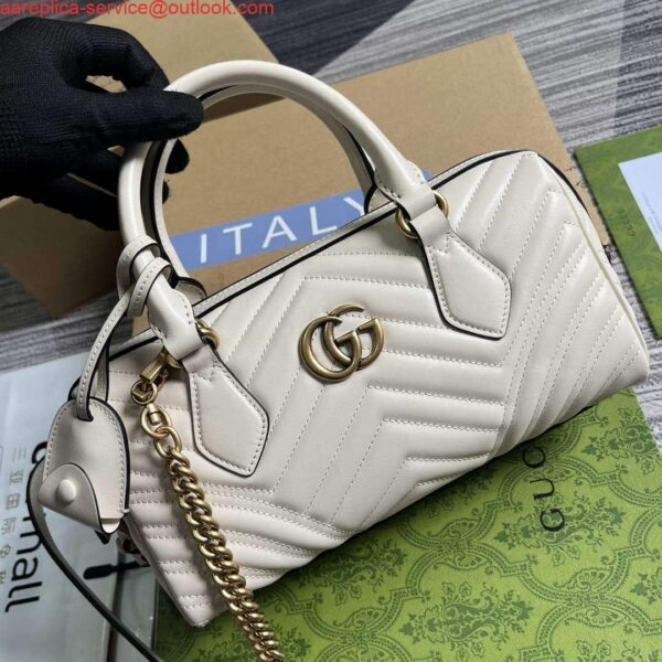 Replica Gucci 746319 GG Marmont Small Top Handle Bag White 2