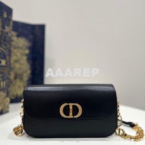 Replica Dior 30 Montaigne Avenue Bag in Black Box Calfskin M9260