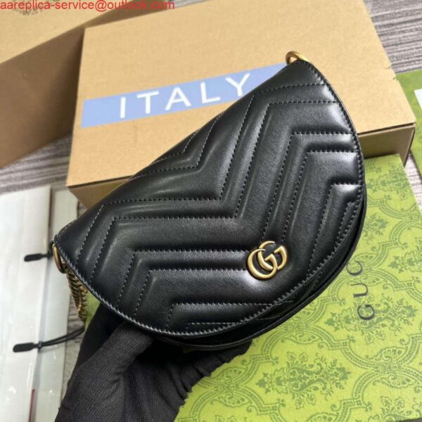 Replica Gucci 746431 GG Marmont Matelassé Chain Mini Bag Black 3