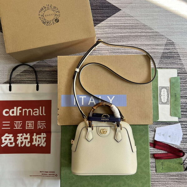 Replica Gucci 715775 Gucci Diana Mini Tote Bag White leather 3