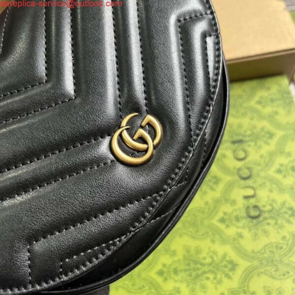 Replica Gucci 746431 GG Marmont Matelassé Chain Mini Bag Black 6