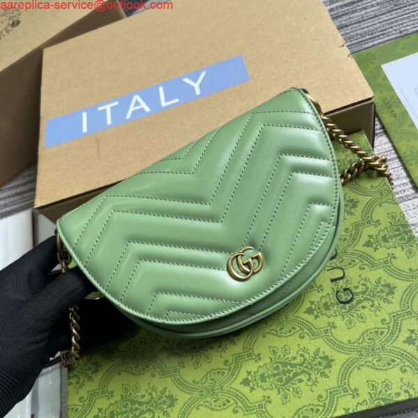 Replica Gucci 746431 GG Marmont Matelassé Chain Mini Bag Green 5