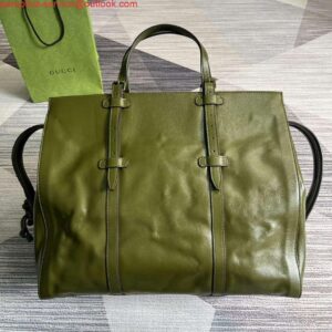 Replica Gucci 725683 Large Tote Bag With Tonal Double G Forest green