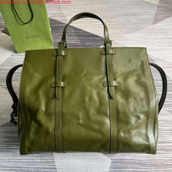 Replica Gucci 725683 Large Tote Bag With Tonal Double G Forest green 3