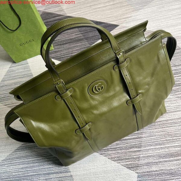 Replica Gucci 725683 Large Tote Bag With Tonal Double G Forest green 6